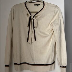 Adrianna Papell Cream Sweater with Black Trim